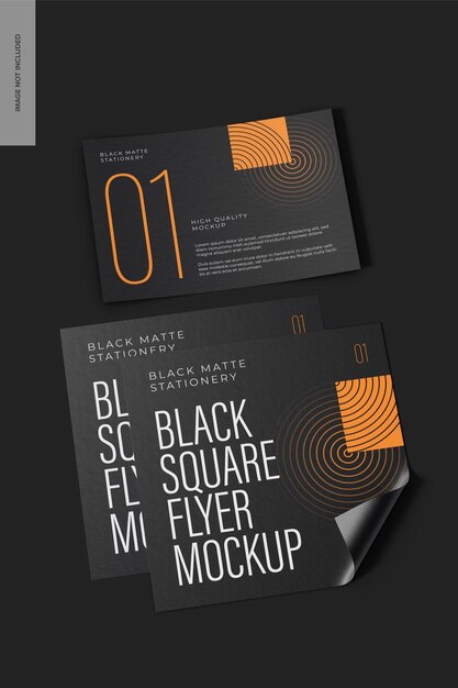 PSD black square flyers mockup