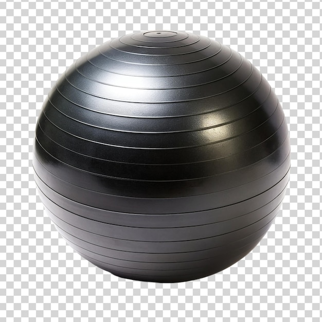 Black stability yoga gym ball isolated on transparent background