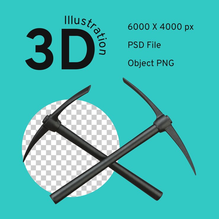PSD black steel pickaxes crossed
