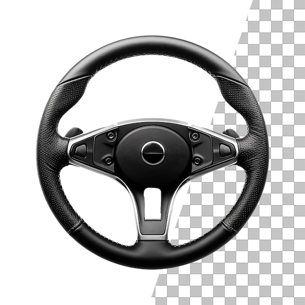 PSD a black steering wheel with a transparent background