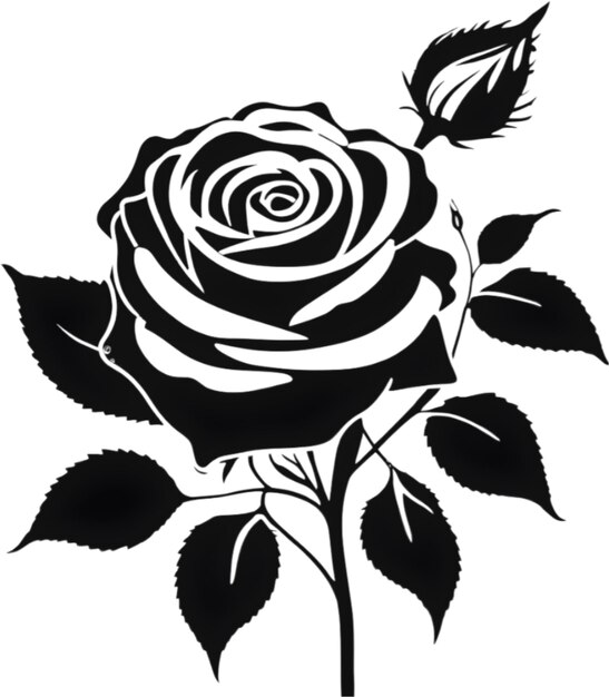 PSD black stencil of beautiful roses aigenerated