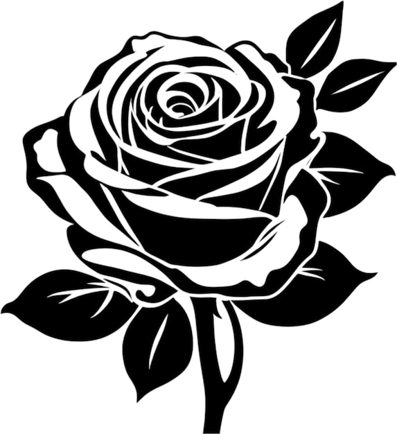 PSD black stencil of beautiful roses aigenerated