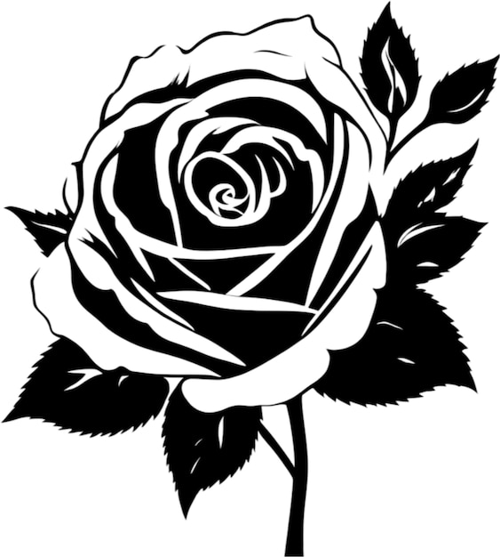 PSD black stencil of beautiful roses aigenerated