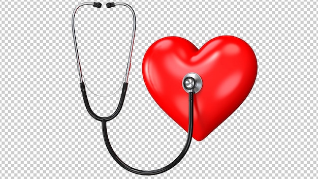 Black stethoscope with red heart