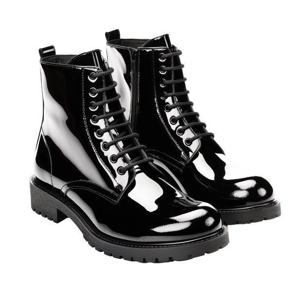 PSD black stylish boots on isolated background