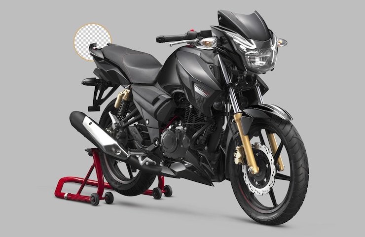 PSD black superbike or motorcycle with on transparent background
