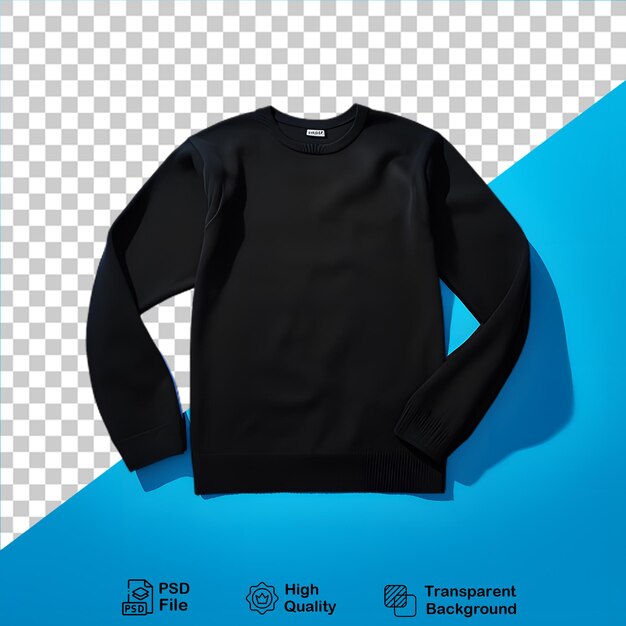 PSD black sweater unisex on transparent background