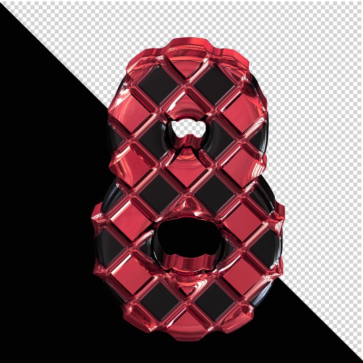 PSD black symbol made of red rhombuses number 8