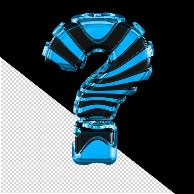 Black symbol with blue straps