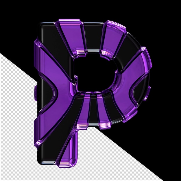 PSD black symbol with dark purple vertical straps letter p