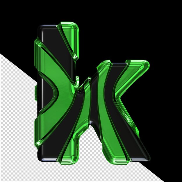 Black symbol with green vertical straps letter k