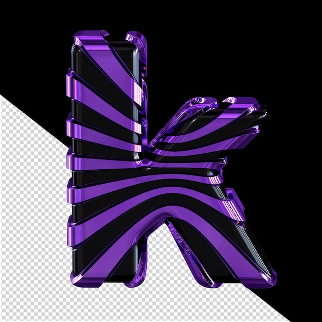 PSD Черный символ с фиолетовыми 3d ремешками буква k