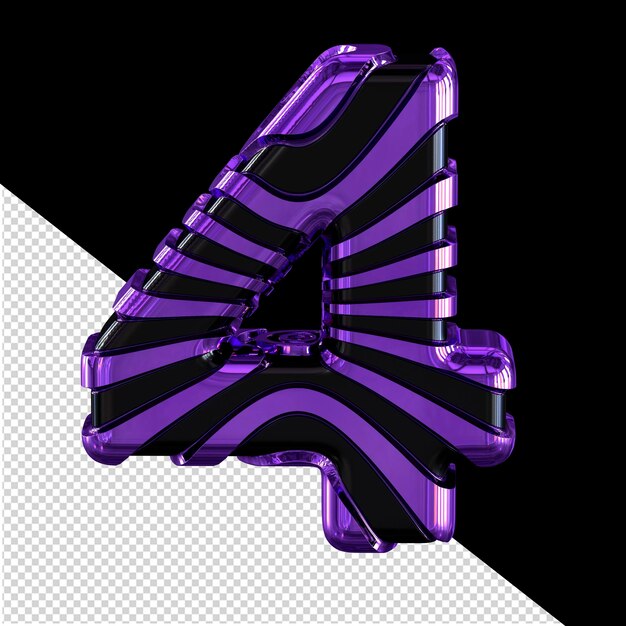 PSD black symbol with purple 3d straps number 4