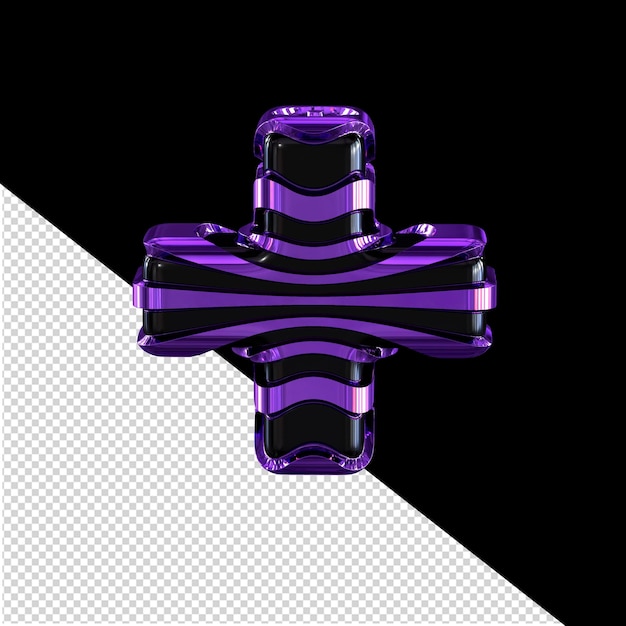 Black symbol with purple 3d straps