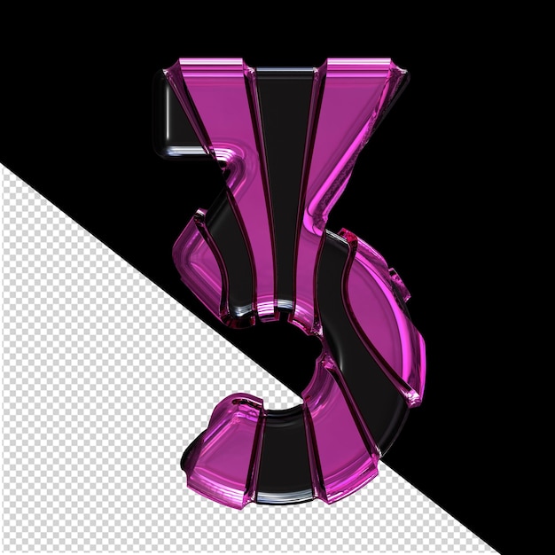 Черный символ с фиолетовыми вертикальными ремешками № 3