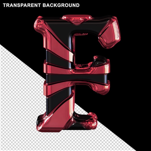 PSD black symbol with red straps letter f
