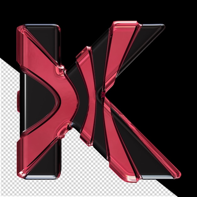 PSD black symbol with red vertical straps letter k