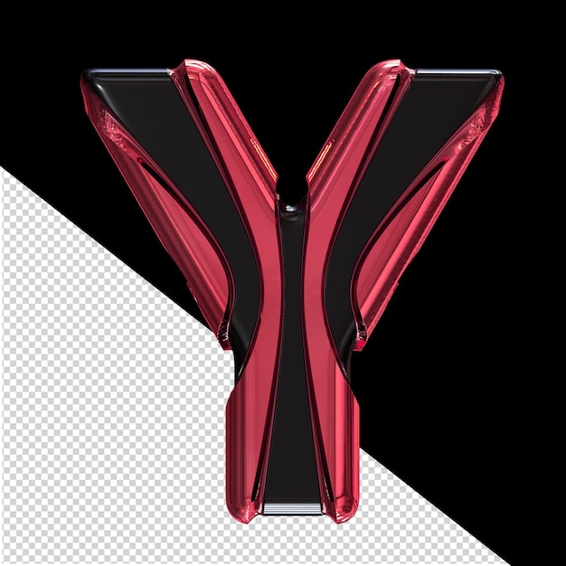 Black symbol with red vertical straps letter y