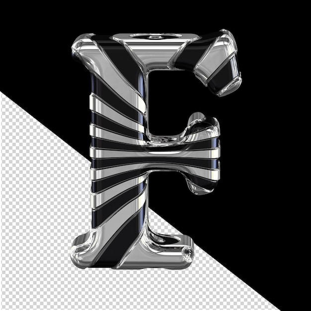 Черный символ с тонкими серебряными ремешками буква f