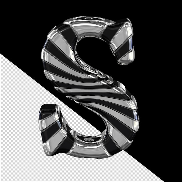 PSD black symbol with thin silver straps letter s