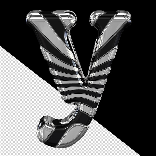 PSD simbolo nero con sottili cinghie d'argento lettera y
