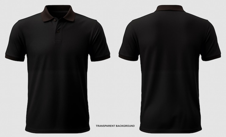 黒いTシャツのテンプレート前面と黒いビュー