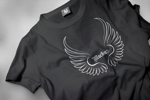 PSD a black t shirt with a wing on it