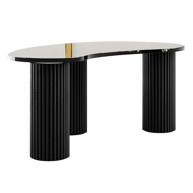 PSD a black table with gold trim sits on a white background