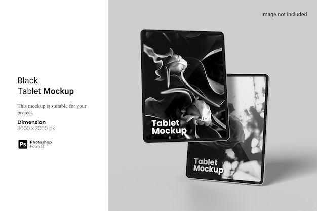 Mockup psd realistico 3d con tavoletta nera
