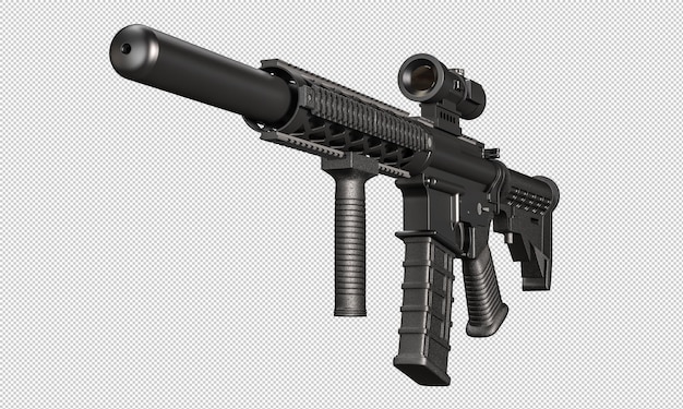 Black tactical sniper rifle isolated on white