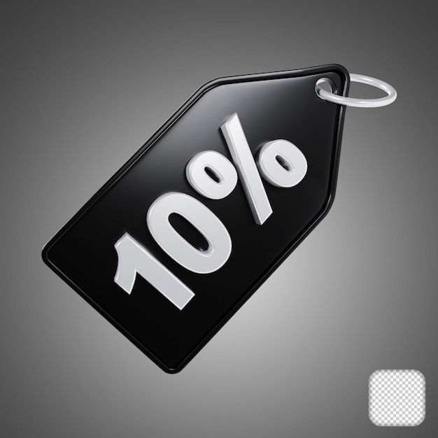 Black Tag Discount 10 Percent Off 3d illustration