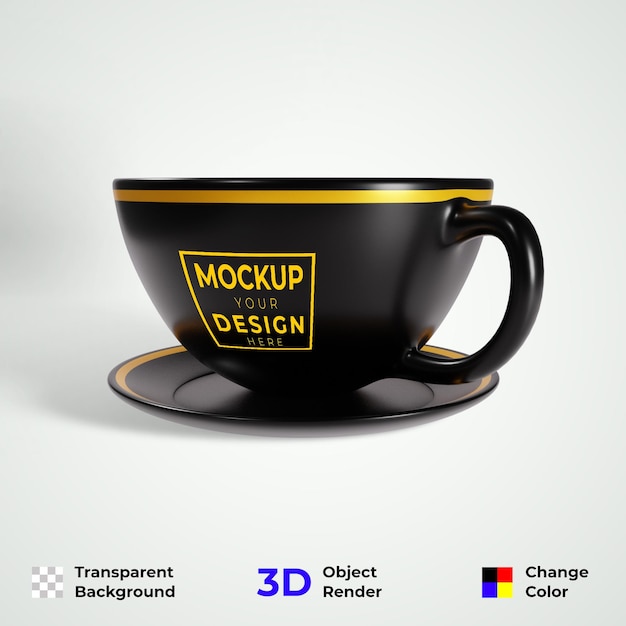 Mockup di tazza di ceramica da tè nero sfondo trasparente premium psd