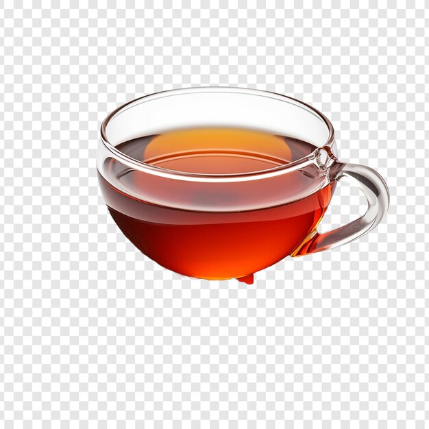 Black tea held in a glass bowl isolated on transparent background