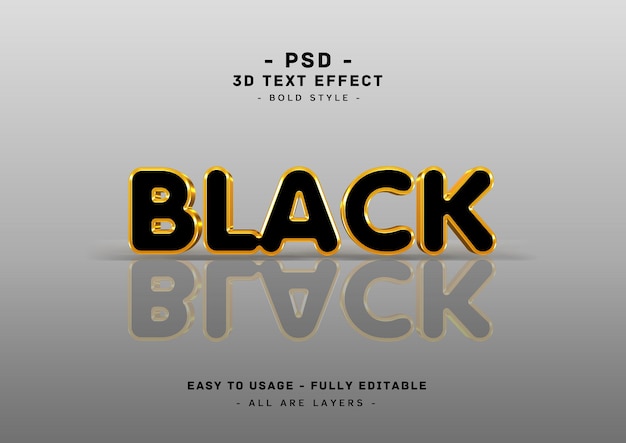 Black text effect 3d mirror style