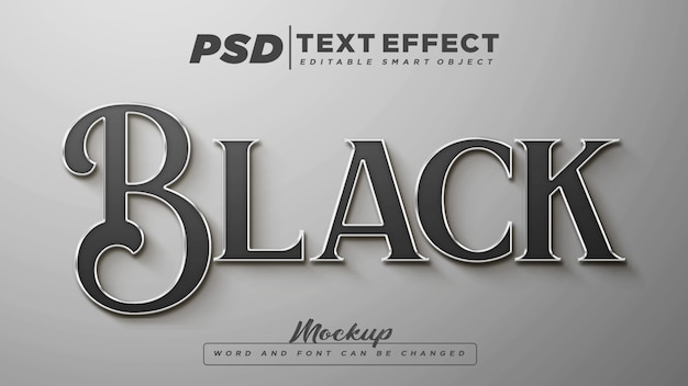PSD mockup di testo modificabile con effetto testo nero