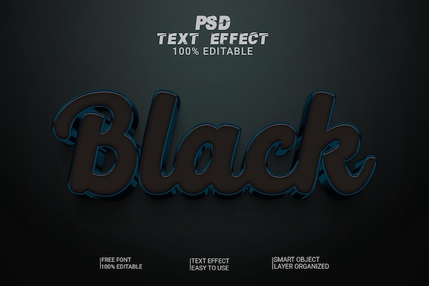 A black text effect is displayed on a dark background.