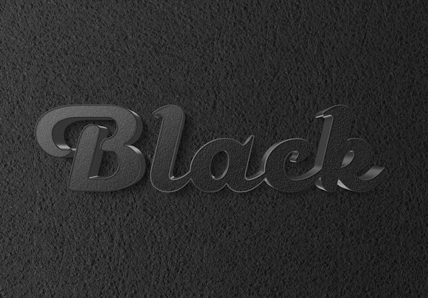 PSD black text effect with 3d leather style