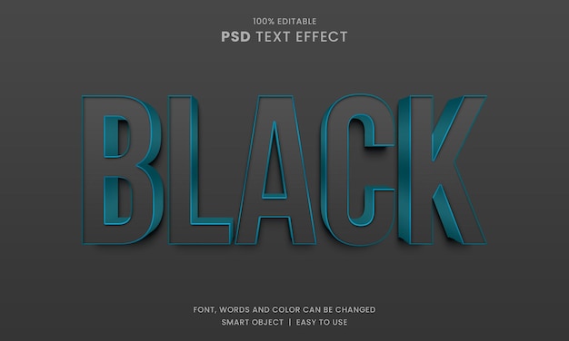 PSD black text effect with 3d style luxury text effect