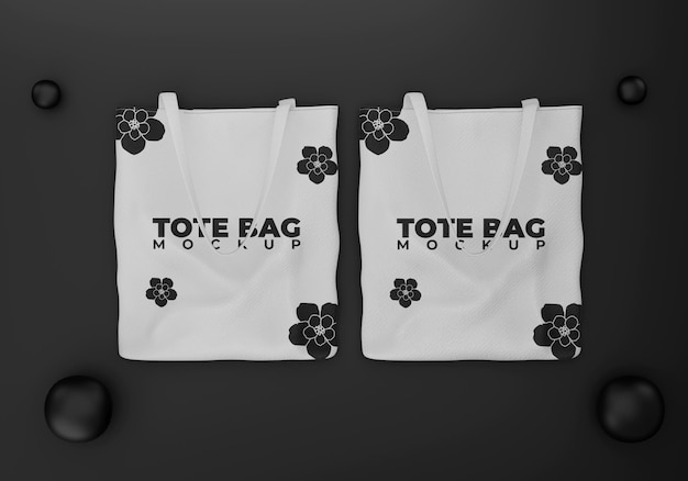 PSD black tote bag mockup