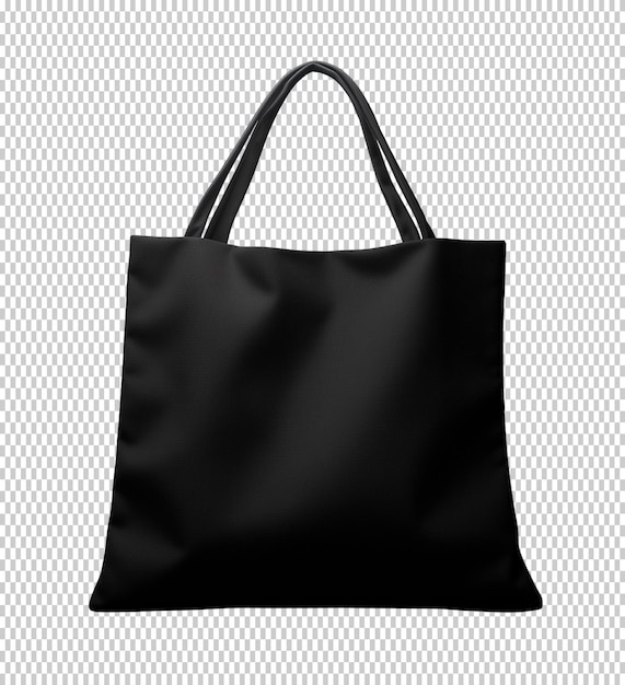 PSD borsa per la spesa in tela nera isolata su uno sfondo trasparente