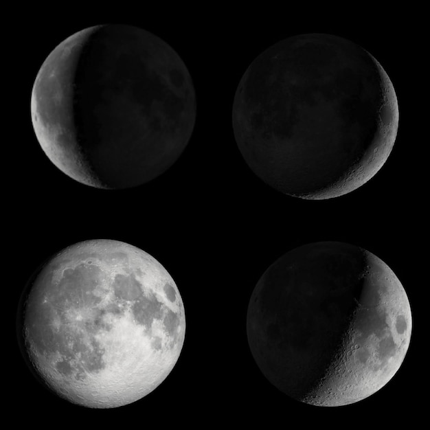 black transparent full moon crescent