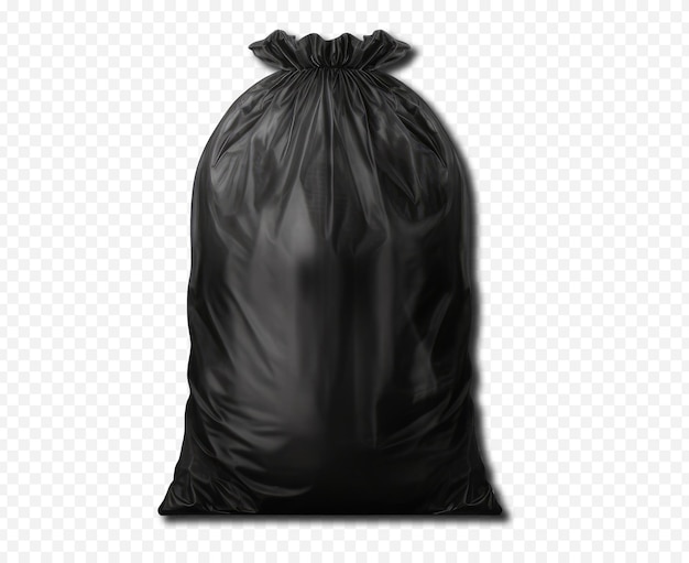 PSD black trash bag isolated on transparent background