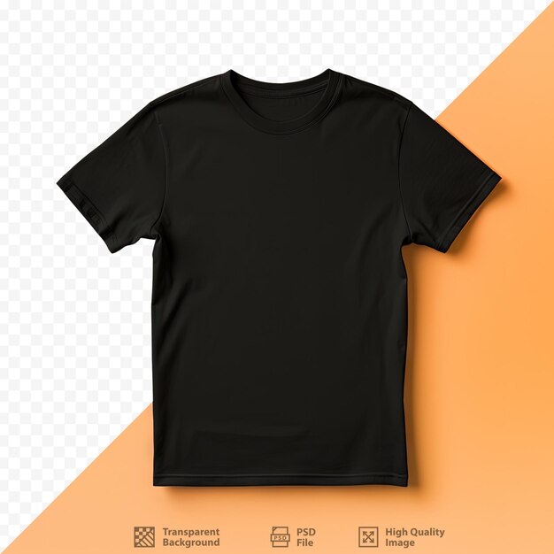 PSD 透明な背景に隔離された黒いtシャツのフロントビュー