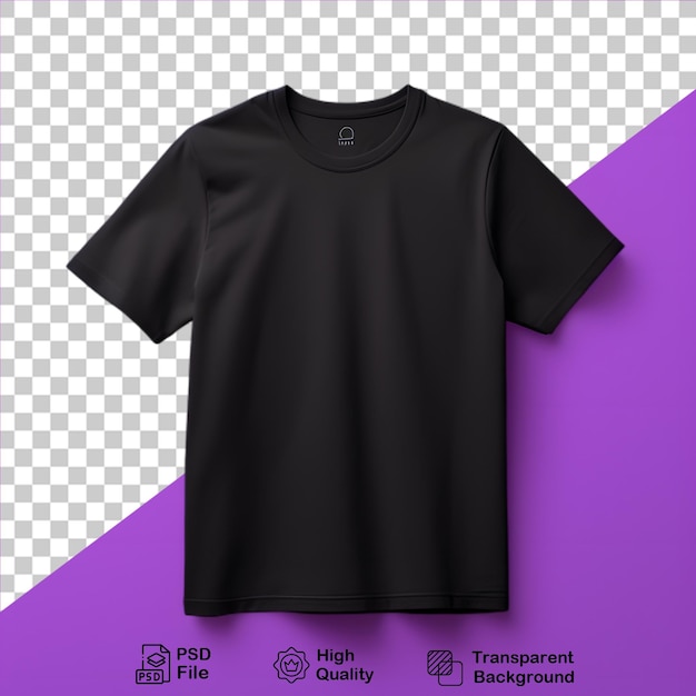 Black tshirt mockup isolated on transparent background png file