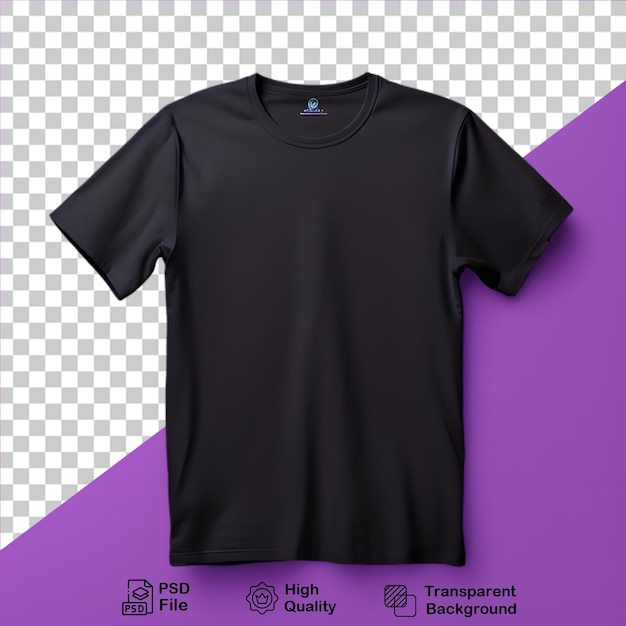 PSD black tshirt mockup isolated on transparent background png file