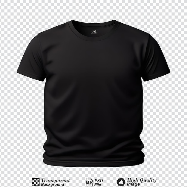 PSD black tshirt mockup isolated on transparent background