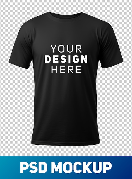 Black tshirt for mockup isolated on transparent background