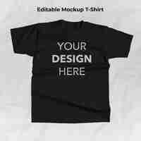 PSD black tshirt mockup isolated white frontview