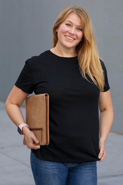 Black tshirt mockup psd simple plus size women39s fashion apparel shoot