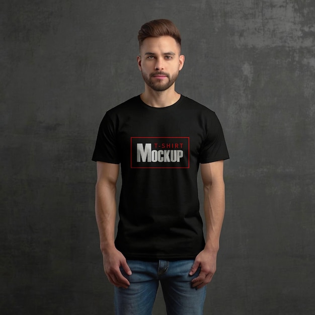 黒いTシャツのモックアップテンプレート